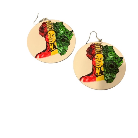 Jamaican African Rasta Black Queen All In My Head Fashion Drop Dangle Earrings - Picture 1 of 7